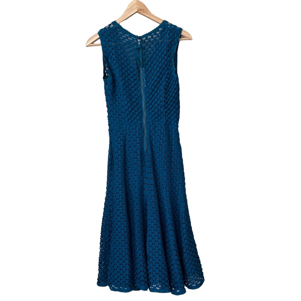 Anthropologie Tracy Reese Teal Blue Godet Knit Dress Fit Flare size Small - Picture 7 of 11